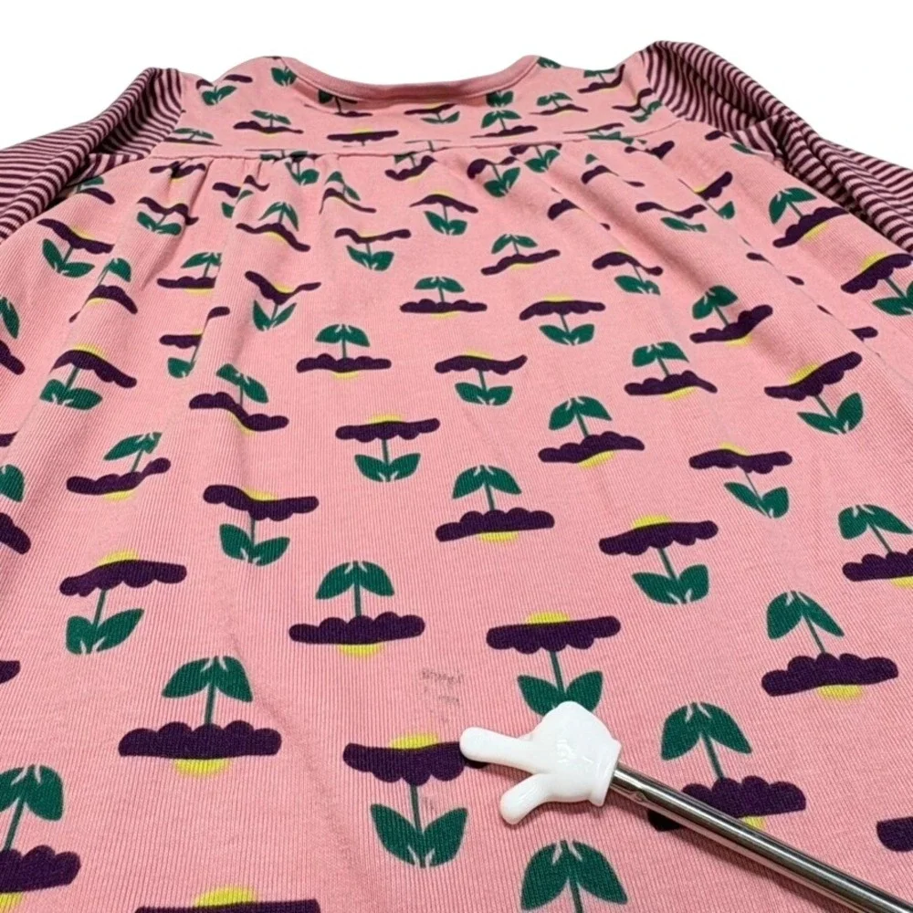 Hanna Andersson Girls Dress Size‎ 130 Pink Floral Stripe Cotton Long Sleeve